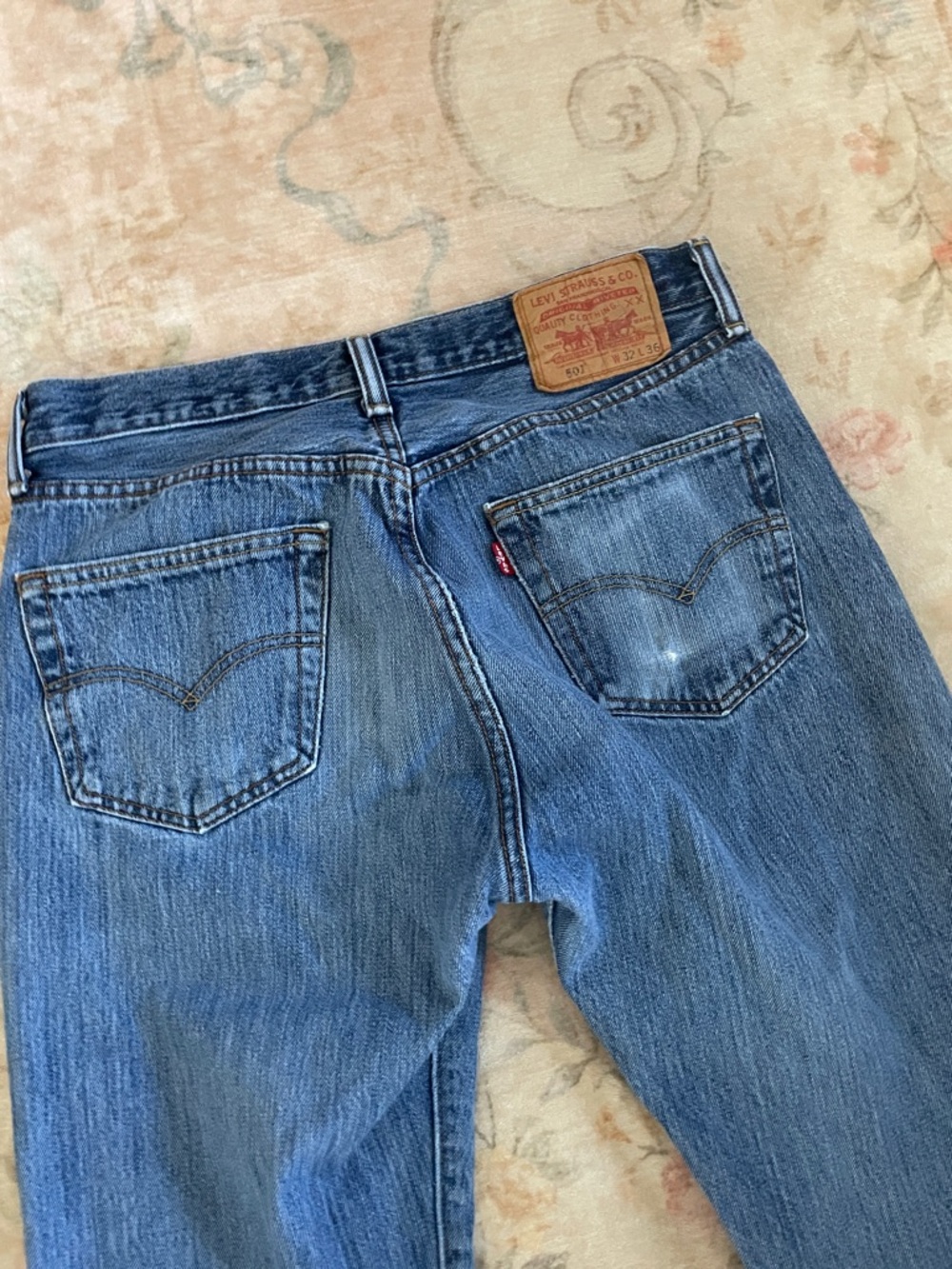 Levi's Men's Light Blue Straight-Leg Denim Jeans 501 vintage